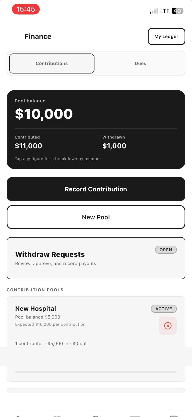 Finance contributions