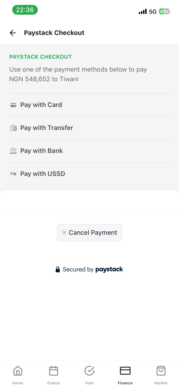 Paystack checkout